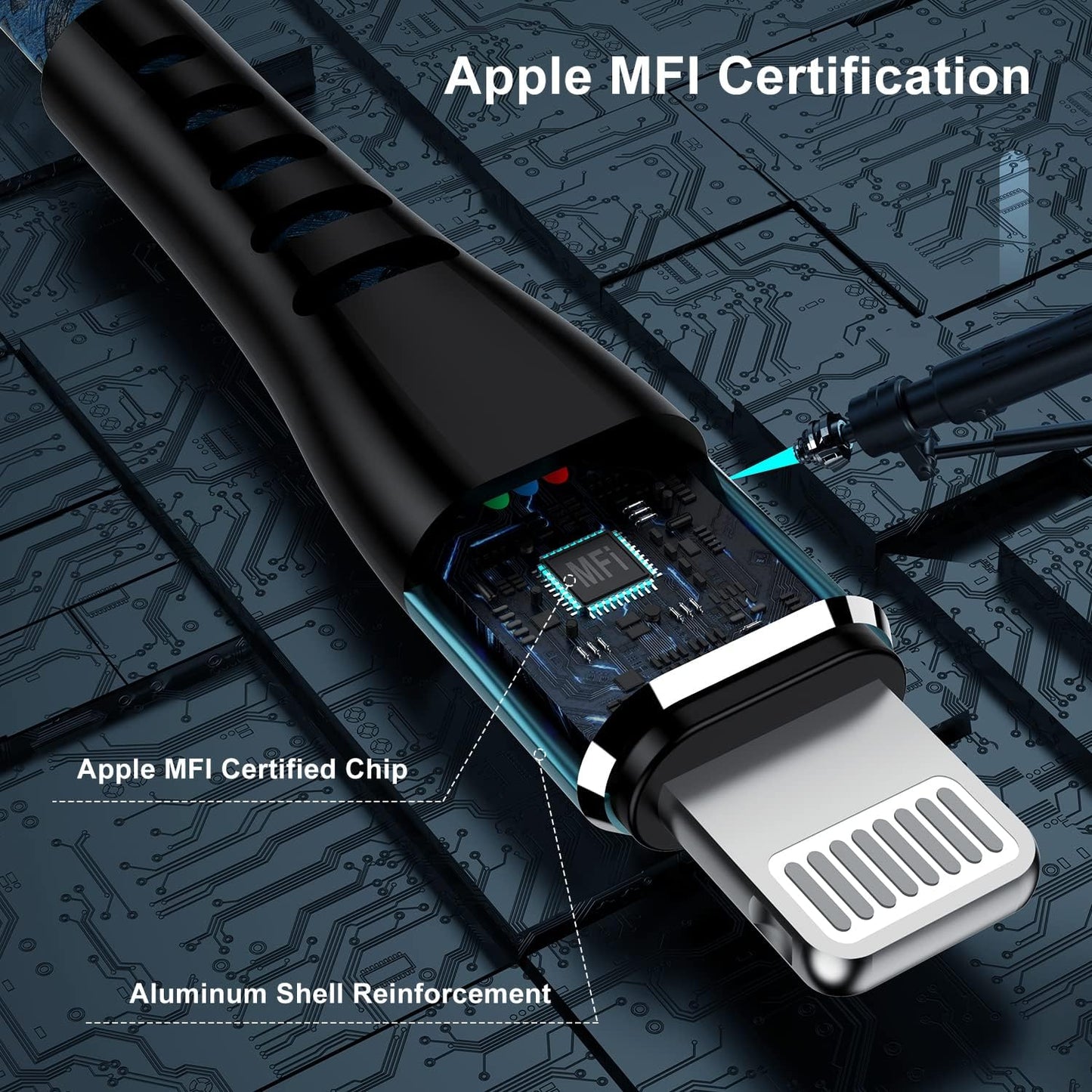 Apple MFI Certified 3 Pack Iphone Charger 3Ft, Long Lightning Cable Strong Nylon Braided Charging Cable 3 Foot, Fast Iphone USB Cord for Apple Iphone11/ X/Xs/Xr/8/7/6/5S/Se/Ipad Mini Air(Blue)