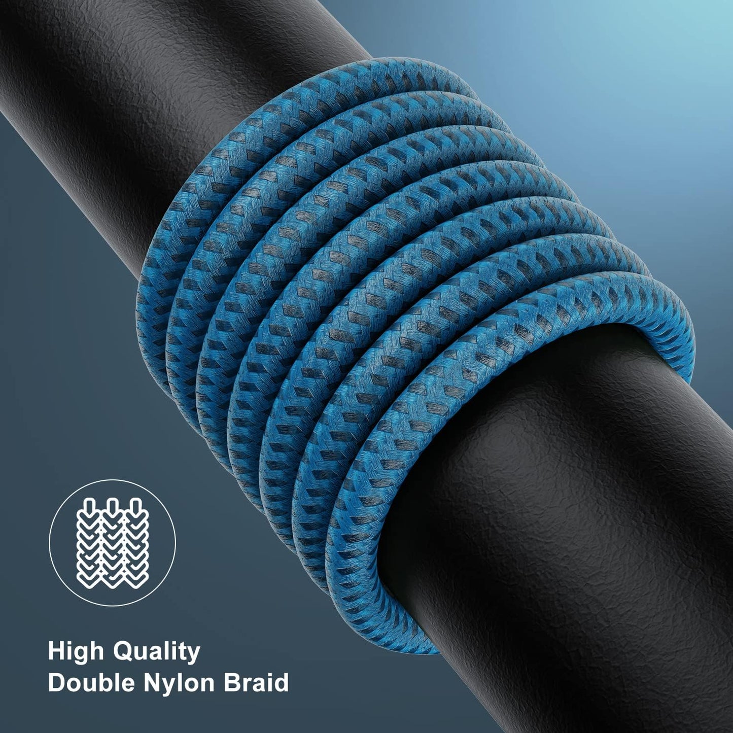 Apple MFI Certified 3 Pack Iphone Charger 3Ft, Long Lightning Cable Strong Nylon Braided Charging Cable 3 Foot, Fast Iphone USB Cord for Apple Iphone11/ X/Xs/Xr/8/7/6/5S/Se/Ipad Mini Air(Blue)