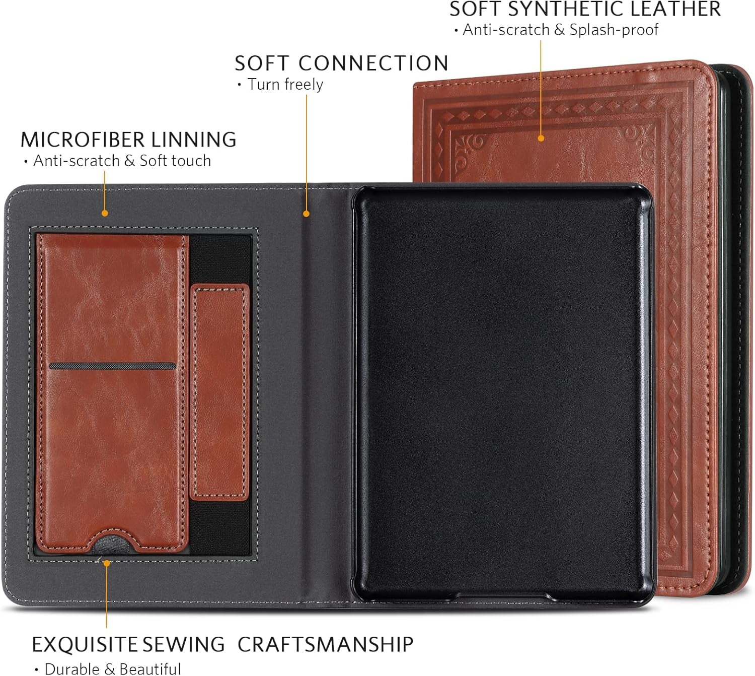 Kindle Paperwhite Case with Stand - Premium PU Leather Cover with Auto Sleep/Wake, Card Slot, and Hand Strap - Compatible with Kindle Paperwhite 11Th Gen 6.8" and Signature Edition 2021