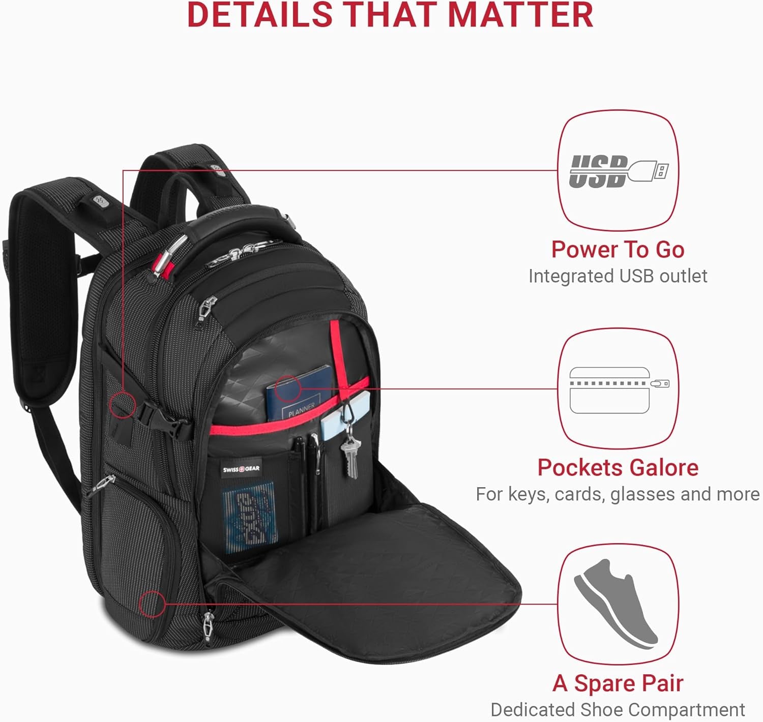 Unisex-Adult 5358 USB Scansmart Laptop Backpack, Black Dot, Large