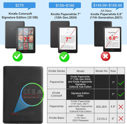 Kindle Paperwhite Case with Stand - Premium PU Leather Cover with Auto Sleep/Wake, Card Slot, and Hand Strap - Compatible with Kindle Paperwhite 11Th Gen 6.8" and Signature Edition 2021