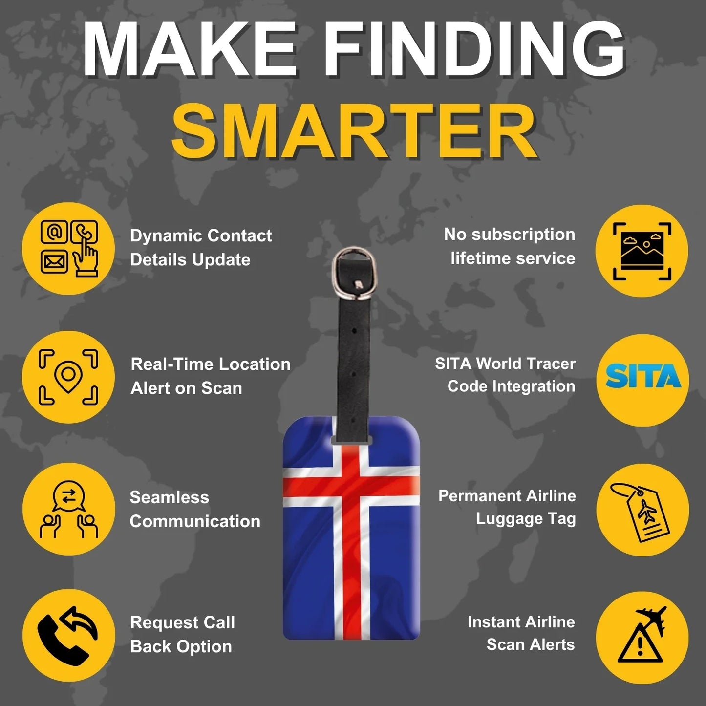 Smart Bag Security Tag -  Iceland Flag [Pack 2]