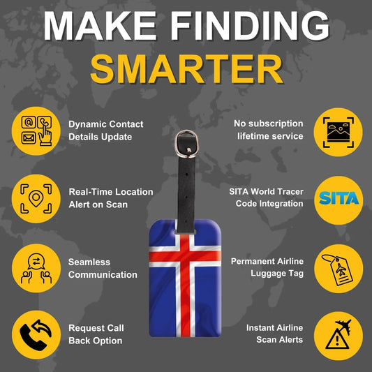 Smart Bag Security Tag -  Iceland Flag [Pack 2]
