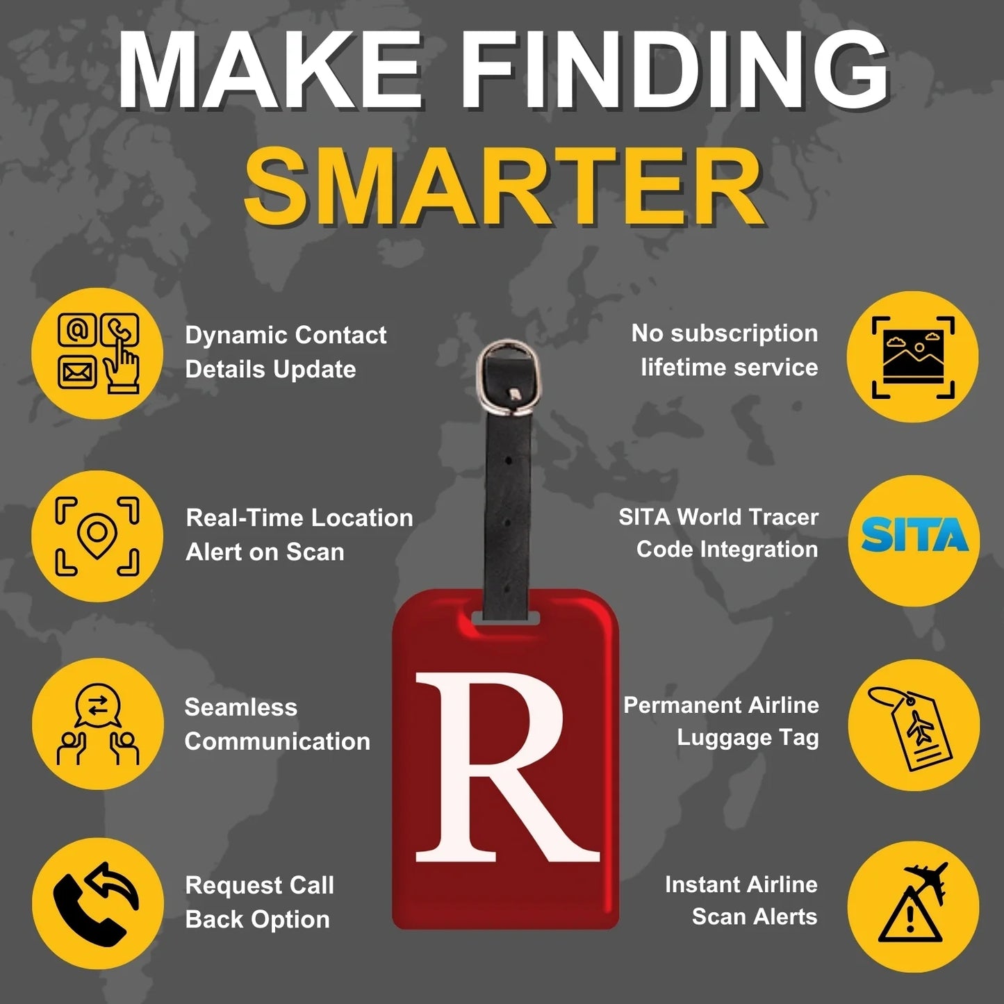 Initials Bag tag R  [pack 2]