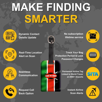 Smart Bag Security Tag - Kenya Flag [Pack 2]
