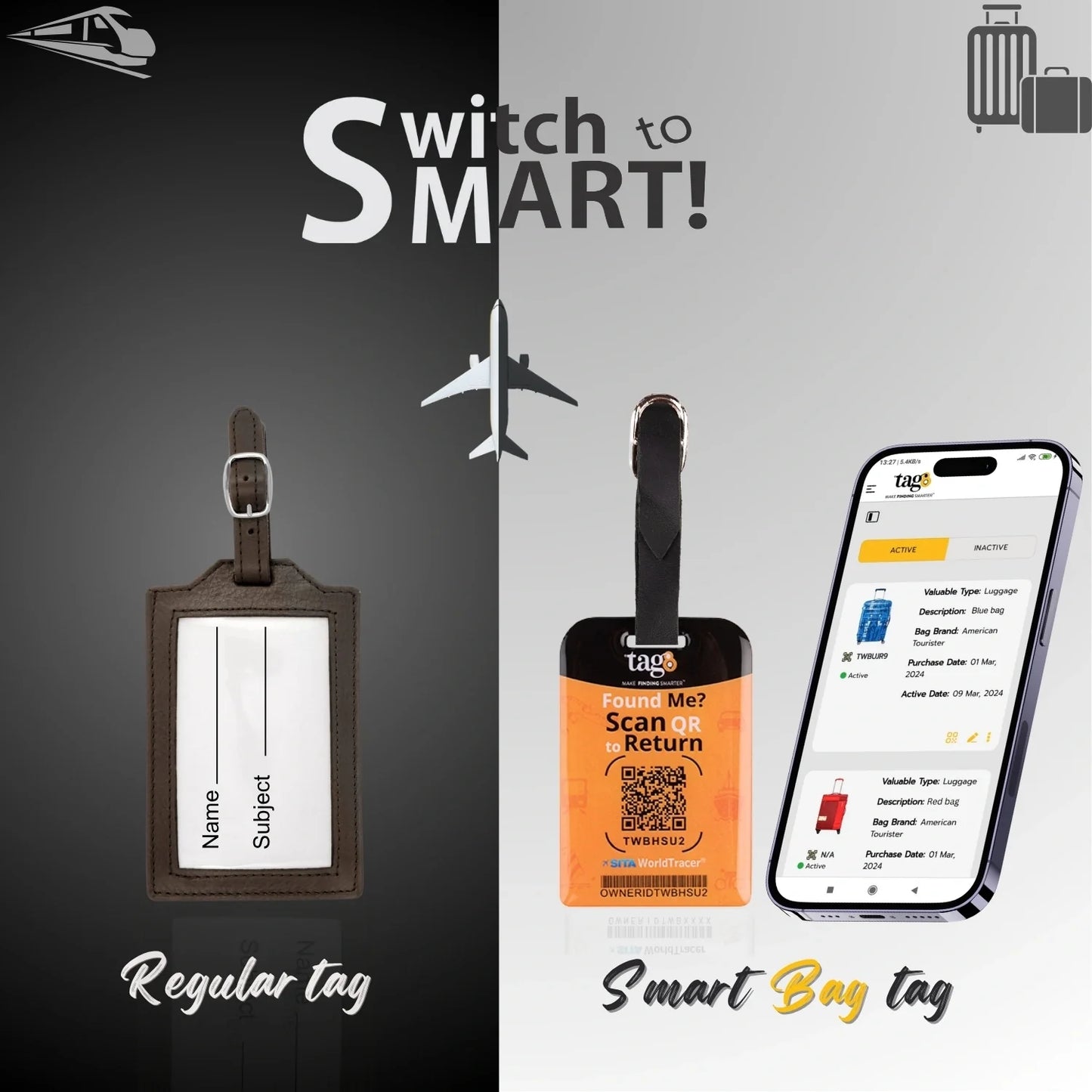Smart Bag Security Tag - Dubai (DXB)  [Pack 2]